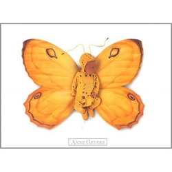 Pohlednice Anne Geddes - žlutý motýl