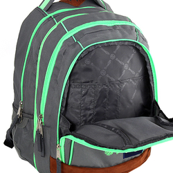 Školní batoh SMASH 2v1 šedý/zelené zipy