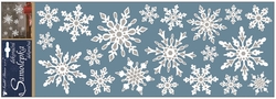 Samolepky sněhuláci s vločkami bílí s kovovým efektem 41x29 cm - kopie