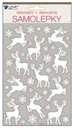 Samolepky bílé s glitry 25x14 cm, jeleni