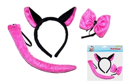 Sada zajíček růžová (čelenka s ušima, motýlek, ocásek) - kopie