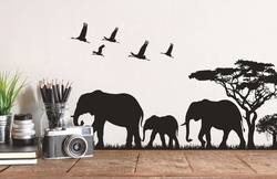 Samolepka na zeď černá sloni 24 x 42 cm
