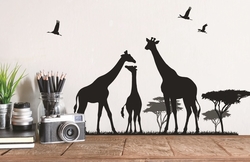 Samolepka na zeď černá žirafy 24 x 42 cm