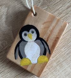 Dřevěný obrázek na pověšení - tučňák (I)