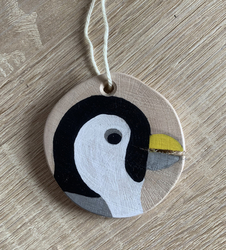 Dřevěný obrázek na pověšení - tučňák (II)