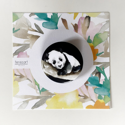 Odznáček/placka - panda ležící černá