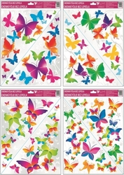Okenní fólie - rohová barevní motýli 38x30cm