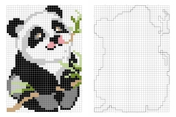 Omalovánky Zvířátka - Pixelové malování s méďou, A4