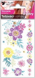 Tetovací obtisky s glitry 10,5x6 cm - květiny