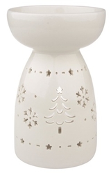 Aromalampa/svícen porcelán, bílá s vločkou průměr 10 cm, výška 13 cm - kopie