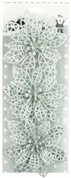 Růže vánoční stříbrná 3ks, 8 cm