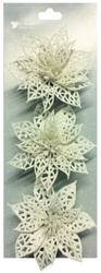 Růže vánoční bílá 3ks, 8 cm