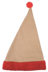 Čepice mikulášská jutová s červeným lemem 47 cm
