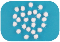 Kuličky plyšové bílé 1,5 cm, 24 ks v sáčku