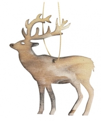 Dřevěný jelen závěsný 10 cm, pálená bílá - kopie