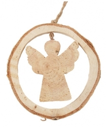 Anděl dřevěný v oválu 10 cm