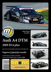 Papírová vystřihovánka závodního automobilu Audi A4 DTM 2009 R14 plus