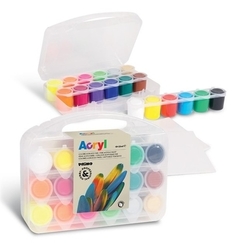Akrylové barvy PRIMO,18 x 25ml, 2 x miniplátno, PP box