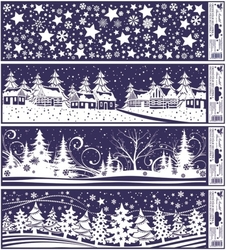 Okenní fólie vánoční krajinky pruh 41,5x12cm