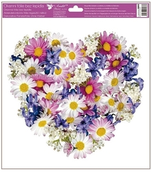 Okenní fólie srdce z květů 30x33,5 cm