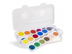 Akvarelové barvy PRIMO, 30mm, 24ks + 2x běloba, štětec