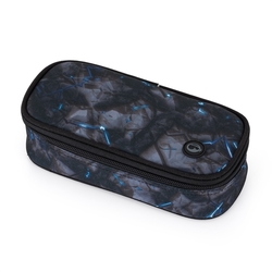 Studentský penál BAGMASTER CASE BAG 24 A – šedý s modrými prvky