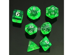 Sada 7 kostek pro RPG, světle zelené průhledné