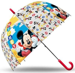 Deštník MICKEY průhledný/červená rukojeť