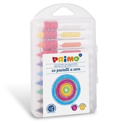 Voskové pastelky PRIMO, vysouvací plastový ergonomický obal, průměr 9 x 80 mm, 10ks, blistr