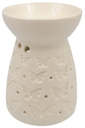 Aromalampa porcelánová bílá s motýlky 11 cm 